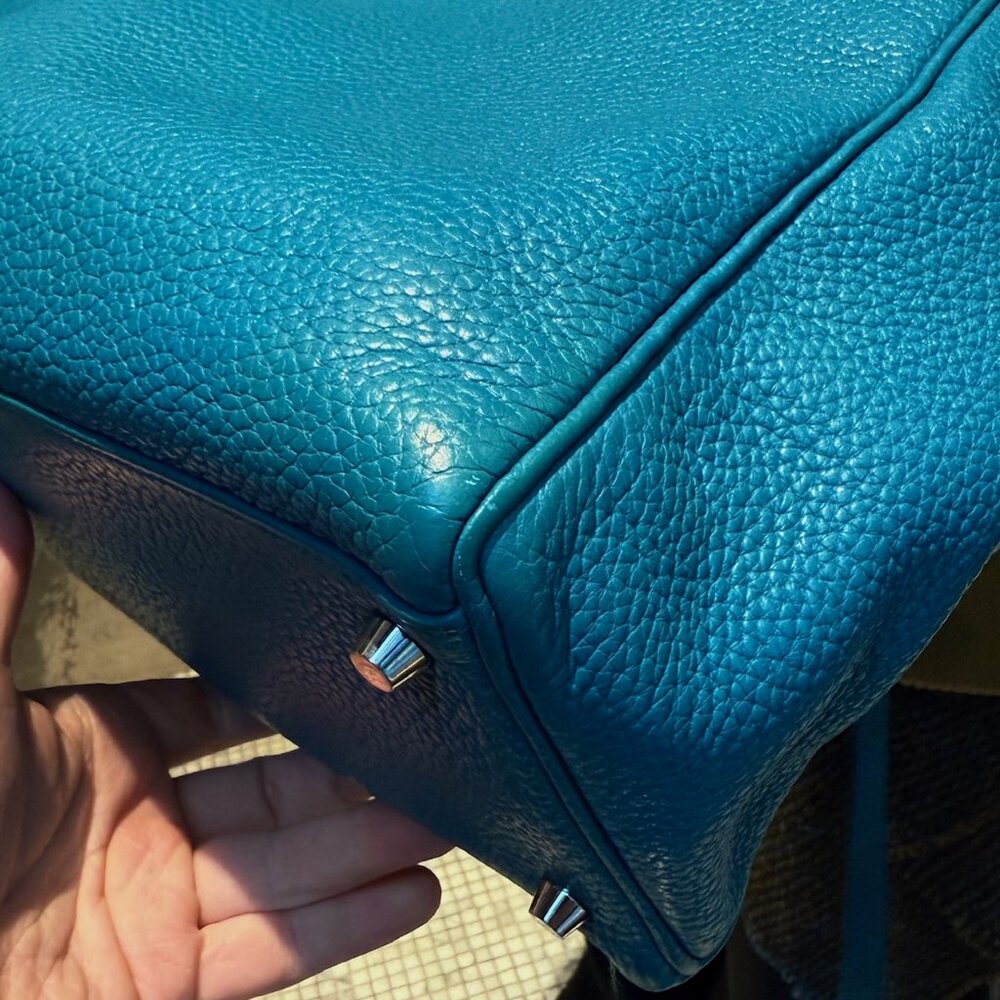 Hermès 2013 Bleu Izmir Clemence Leather Kelly 35 Bag - Picture 15 of 16